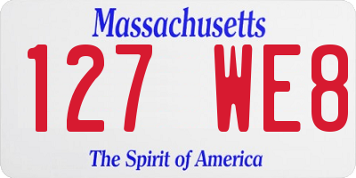 MA license plate 127WE8