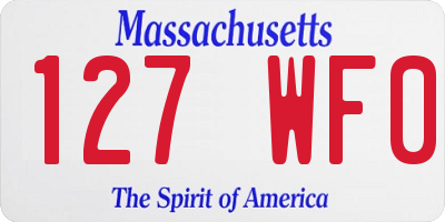 MA license plate 127WF0