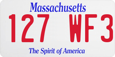 MA license plate 127WF3