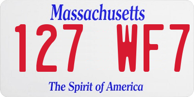 MA license plate 127WF7