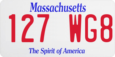 MA license plate 127WG8