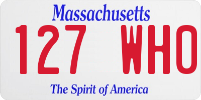 MA license plate 127WH0