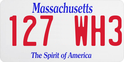 MA license plate 127WH3
