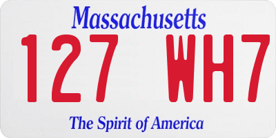 MA license plate 127WH7