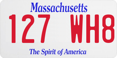 MA license plate 127WH8