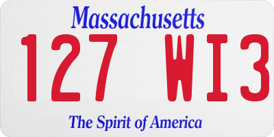 MA license plate 127WI3