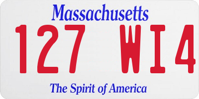 MA license plate 127WI4