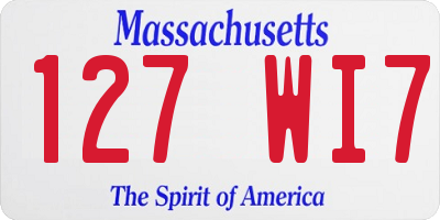 MA license plate 127WI7