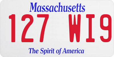 MA license plate 127WI9