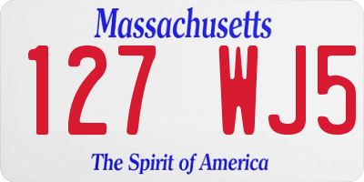 MA license plate 127WJ5
