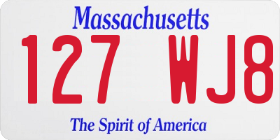 MA license plate 127WJ8