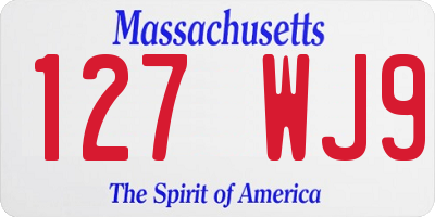 MA license plate 127WJ9