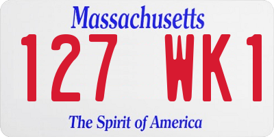 MA license plate 127WK1