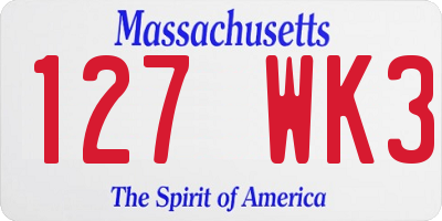MA license plate 127WK3