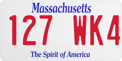 MA license plate 127WK4