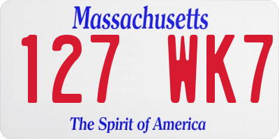 MA license plate 127WK7