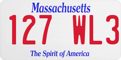 MA license plate 127WL3