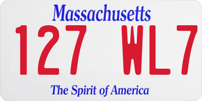 MA license plate 127WL7