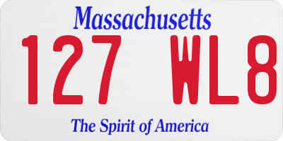 MA license plate 127WL8