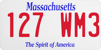 MA license plate 127WM3