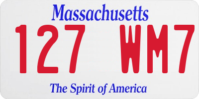 MA license plate 127WM7
