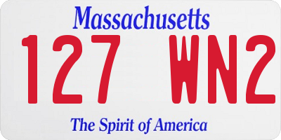 MA license plate 127WN2