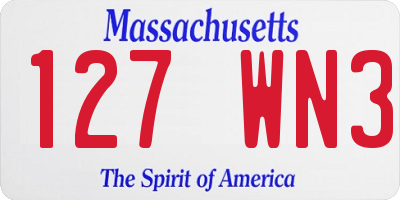 MA license plate 127WN3