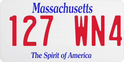 MA license plate 127WN4