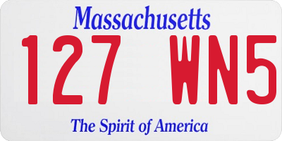 MA license plate 127WN5