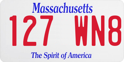 MA license plate 127WN8