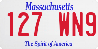 MA license plate 127WN9