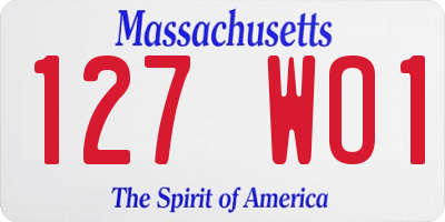MA license plate 127WO1