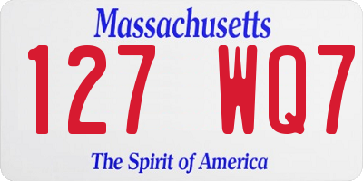 MA license plate 127WQ7