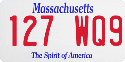 MA license plate 127WQ9