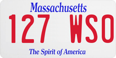MA license plate 127WS0