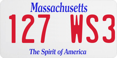 MA license plate 127WS3