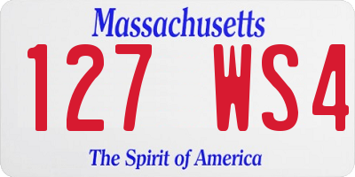 MA license plate 127WS4