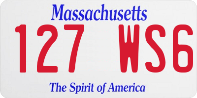 MA license plate 127WS6