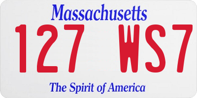 MA license plate 127WS7