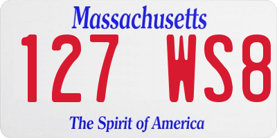 MA license plate 127WS8