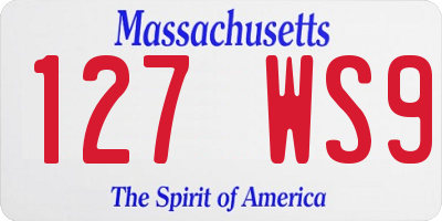 MA license plate 127WS9
