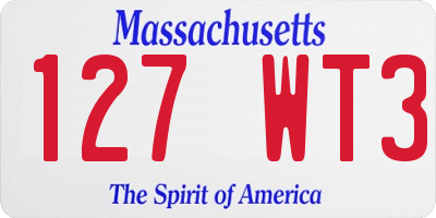 MA license plate 127WT3
