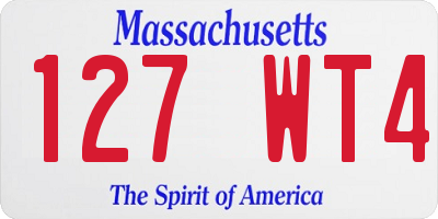 MA license plate 127WT4