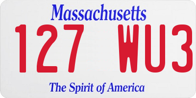 MA license plate 127WU3