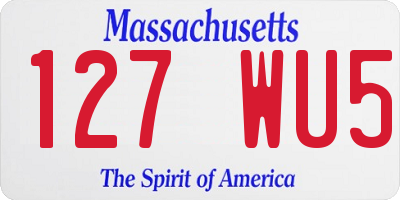 MA license plate 127WU5