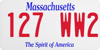 MA license plate 127WW2