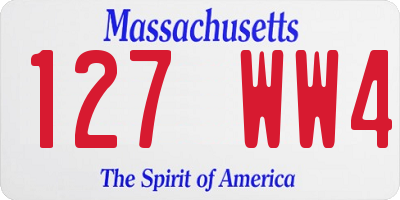 MA license plate 127WW4
