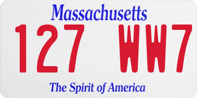 MA license plate 127WW7