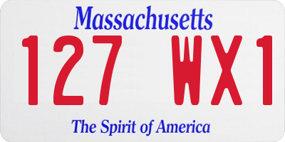 MA license plate 127WX1