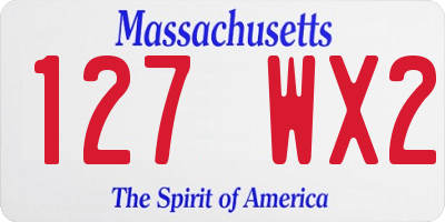 MA license plate 127WX2